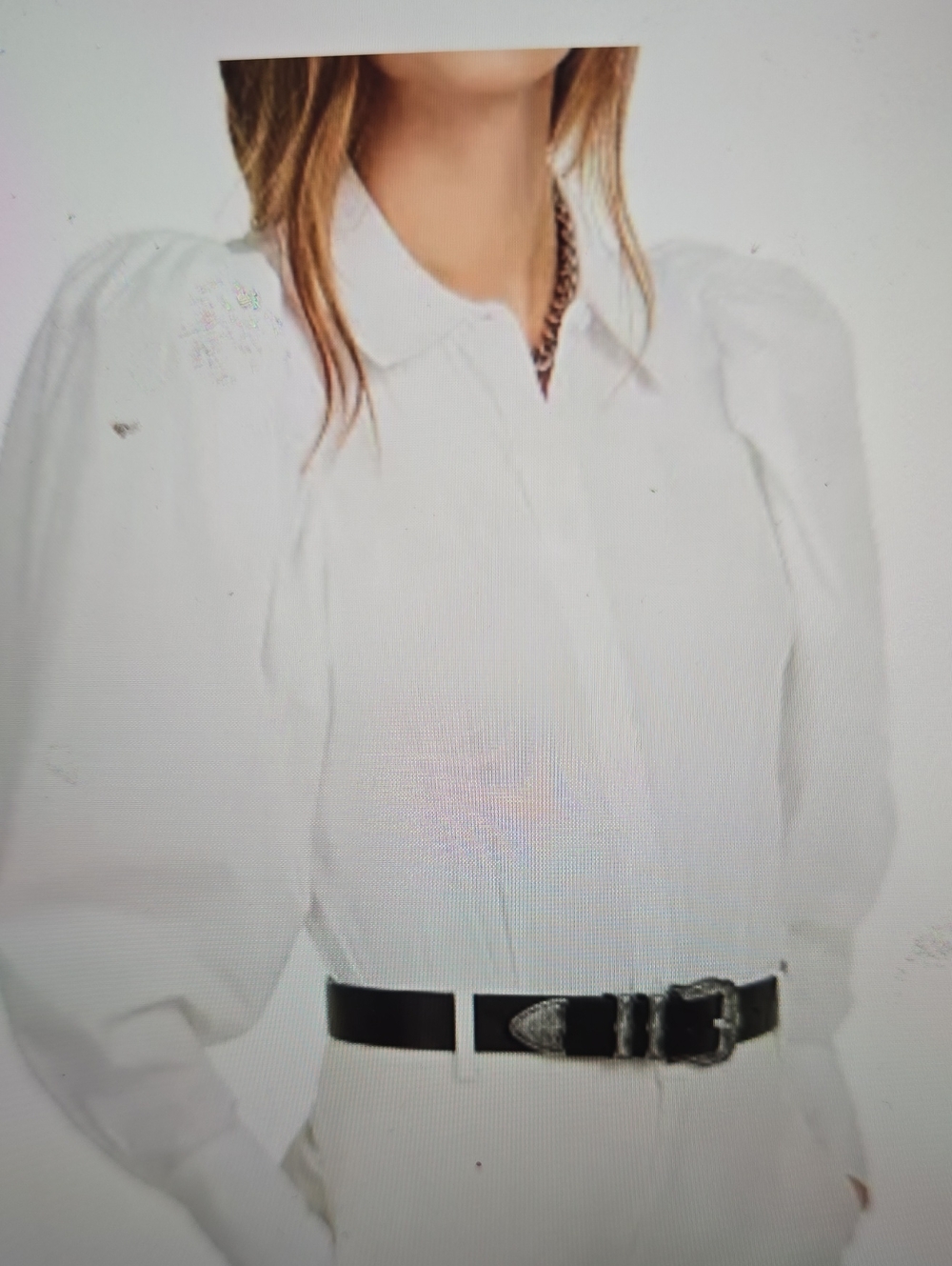 House of Harlow 1960 White Puff-Sleeve Button-Front Shirt M